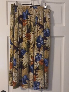 Alfred Dunner Floral Tropical Midi Skirt in Blue, Green, Cream